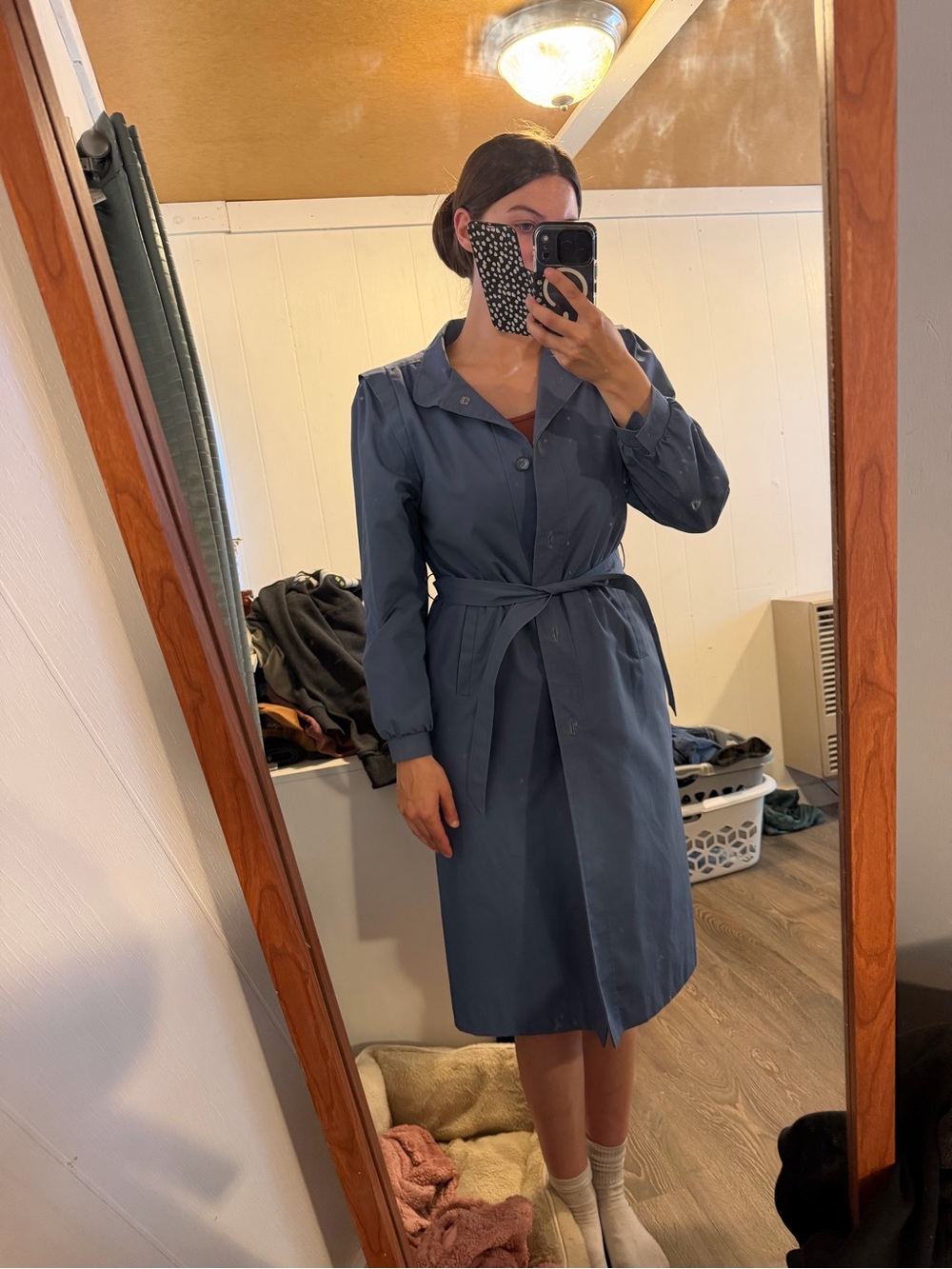 Vintage Ada Blue Belted Trench Coat